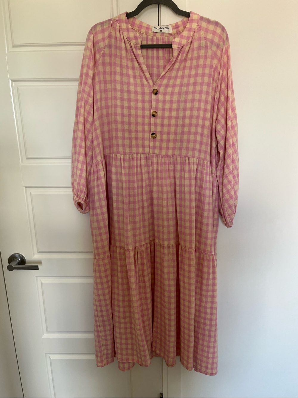 The Lullaby Club Maxi Avalon smock dress pink and yellow gingham